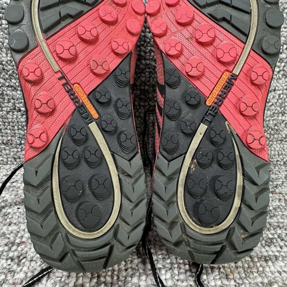 Merrell Shoes Womens 8 All Out Charge Trail Running Hiking Black Red J03962